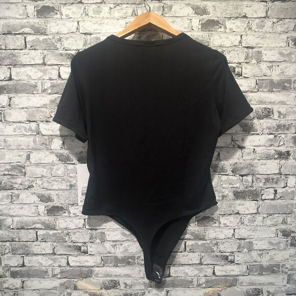 NWT Lululemon Stretch Cotton Rib Crewneck SS Bodysuit Thong Size XL (BLK) - Picture 4 of 15